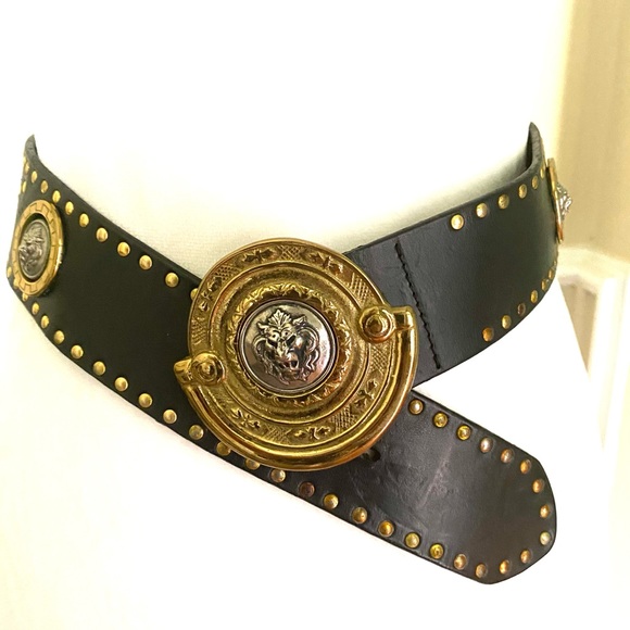 GIANNI VERSACE Vintage 90's Medusa Black Belt